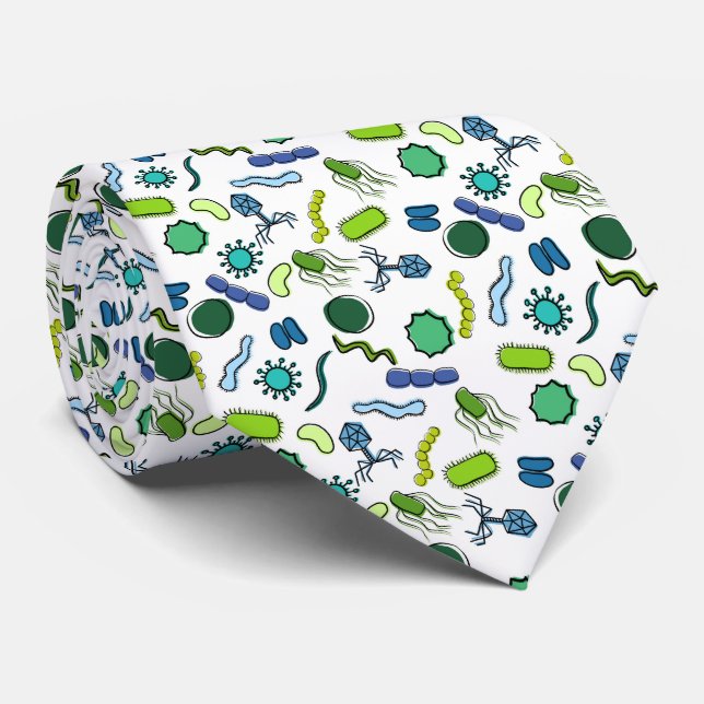 Cravate Microbiologie - Couleur sur blanc (Roulé)