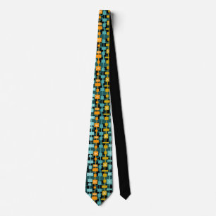 Cravate Mid Century Moderne Multicolore Turquoise