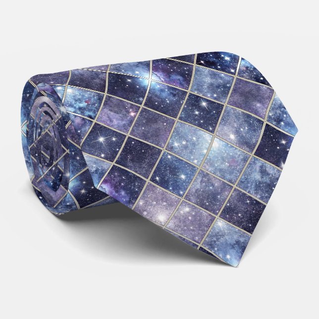 Cravate Midnight Blue Diamond Lattice - Starry Night (2) (Roulé)