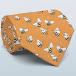 Cravate Miel Bee<br><div class="desc">Un motif d'abeilles sur un arrière - plan orange brûlé pour ceux qui aiment la nature et les pollinisateurs. Art original de Nic Squirrell. Modifiez la couleur arrière - plan de l'outil de conception pour customiser.</div>