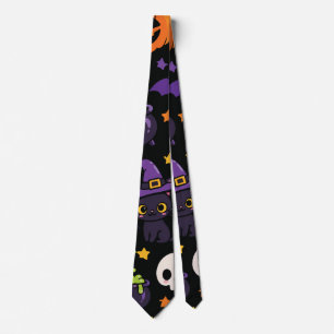 Cravate Mignon Chat Fantôme Citrouille Sorcière Halloween 