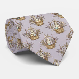 Cravate Mignon lapin de Pâques motif pastel de printemps