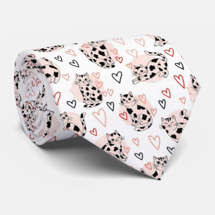 Cravate Mignon Motif Chats Kawaii Roses et Cœurs (4)