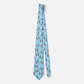 Cravate Mignon motif de Bulldog français et os