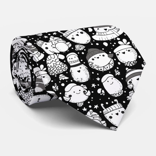 Cravate Mignon motif doodle d'animaux Kawaii (3) (Roulé)