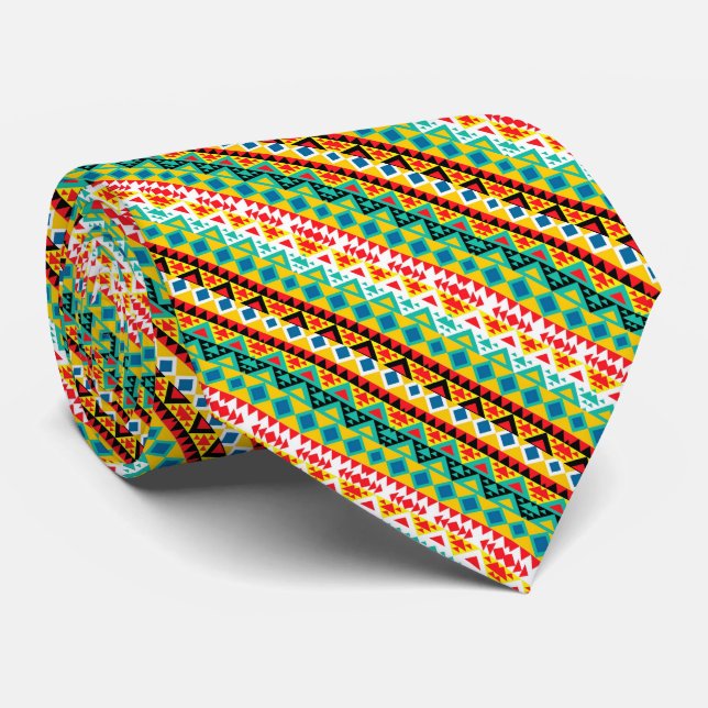 Cravate Mignon motifs aztèques colorés design (Roulé)