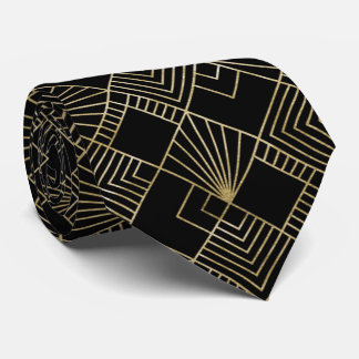 Cravate mignonne de motif de noir d'or d'art déco