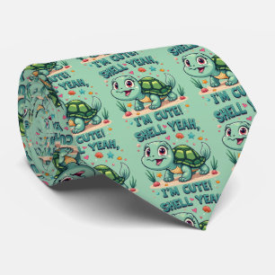 Cravate Mignonne Tortue Kawaii avec un Jeu de Mots Drôle e