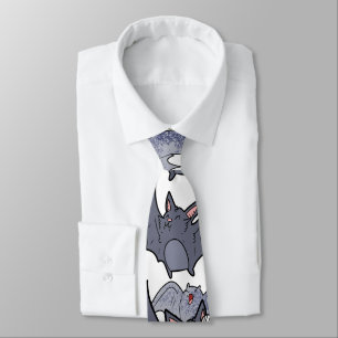 Cravate Mignons chauves-souris Gris et blanc Motif moderne