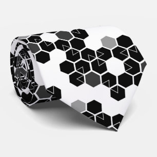 Cravate Mignons motifs de données hexagonales noir et blan