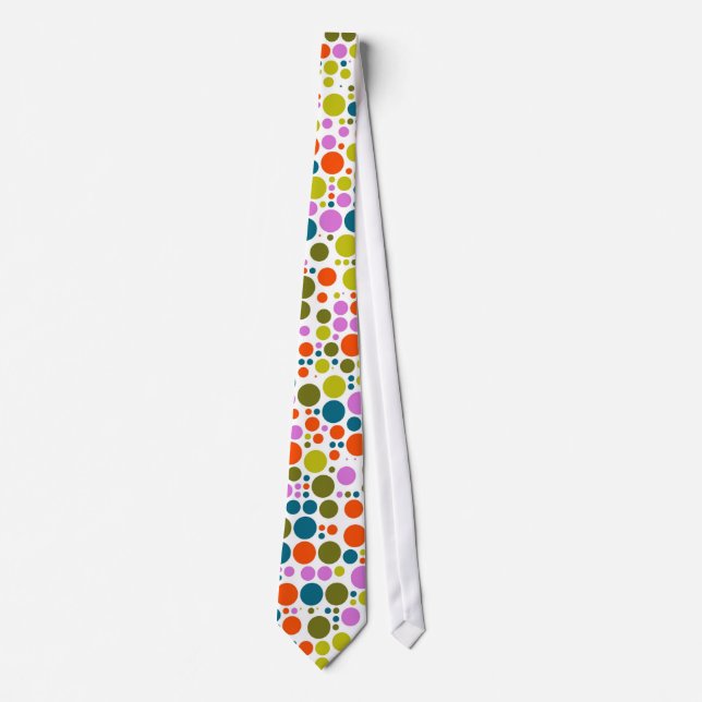 Cravate Mignons Pois Retro Vert Orange Bleu Violet (Devant)