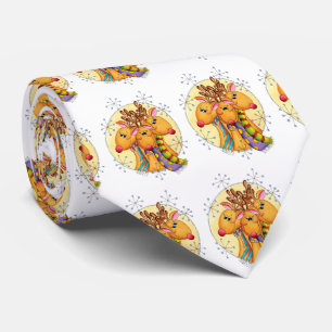 Cravate Mignons rennes de Noël portant des écharpes avec d