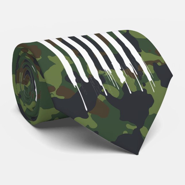 Cravate Military Camouflage Camo White US Flag (Roulé)