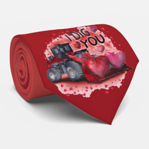 Cravate Milo Dale Je T'Ai Creusé Bulldozer Red Necktie