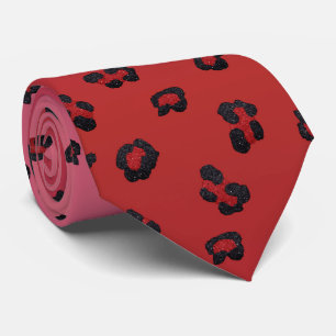 Cravate Milo Dale Rouge et noir Leppard Rose Necktie