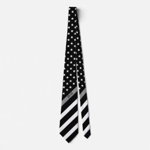 Cravate Mince Gris Line American Flag Monogramme