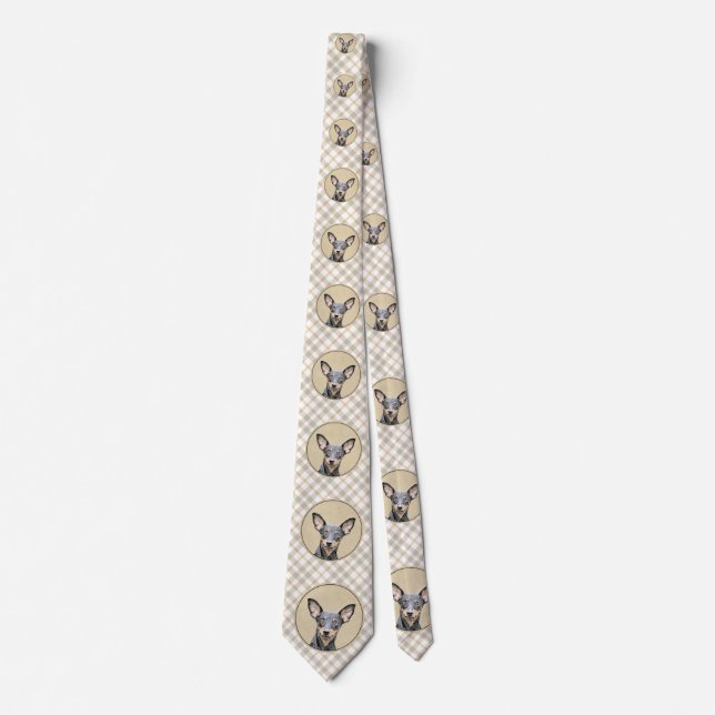 Cravate Miniature Pinscher Peinture mignonne Chien Art ori (Devant)