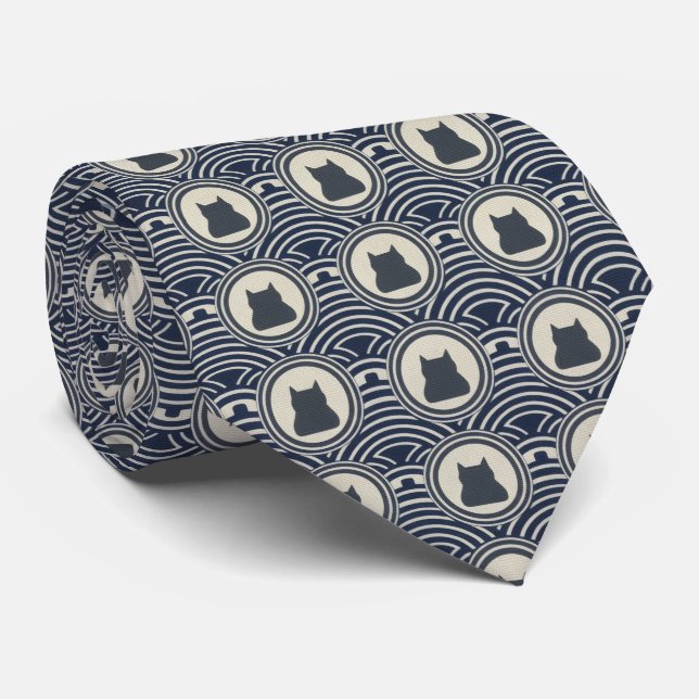Cravate Minimal Japanese Pattern Necktie – Asanoha Wave (Roulé)