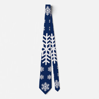 Cravate Minimaliste Fêtes de Noël Flocons de neige Bleu ma