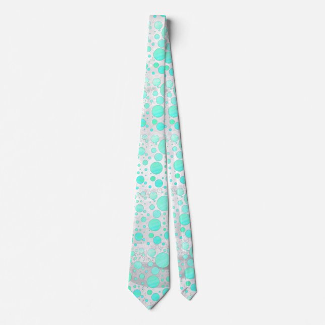 Cravate Mint Ice Aqua Blue Polka Dots (Devant)
