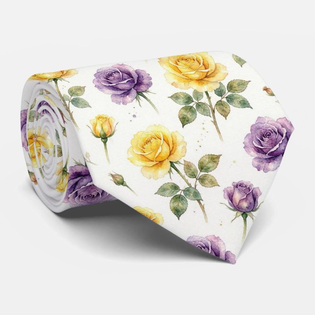 Cravate Mode de printemps | Nœud papillon floral pour mari (Roulé)