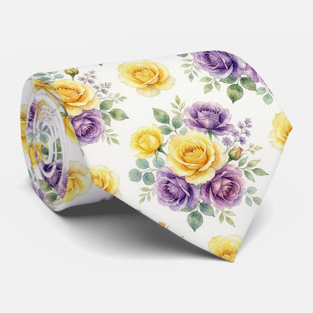 Cravate Mode de printemps | Nœud papillon floral pour mari (Roulé)