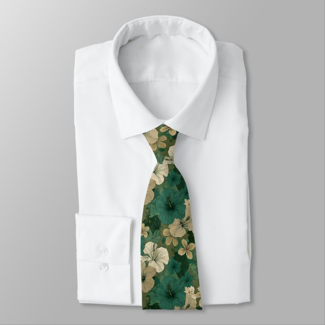 Cravate Mode masculine colorée fleur tropicale (Attaché)