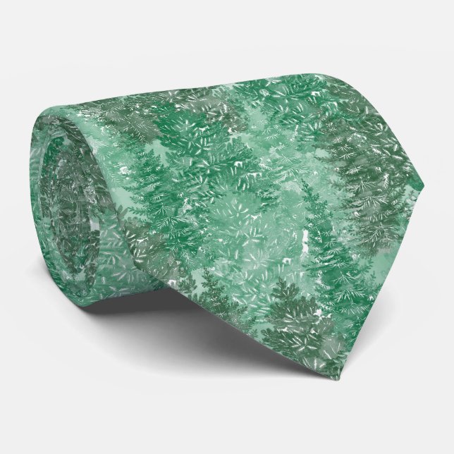 Cravate Modèle arbre à pin vert (Roulé)