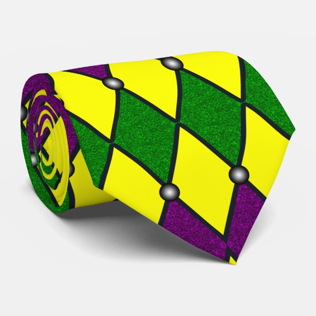 Cravate Modèle de bouffon Harlequin de Mardi Gras (Roulé)