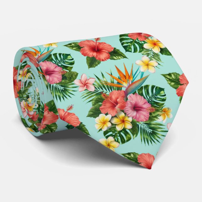 Cravate Modèle de jardin de fleurs tropicales mixtes (Roulé)
