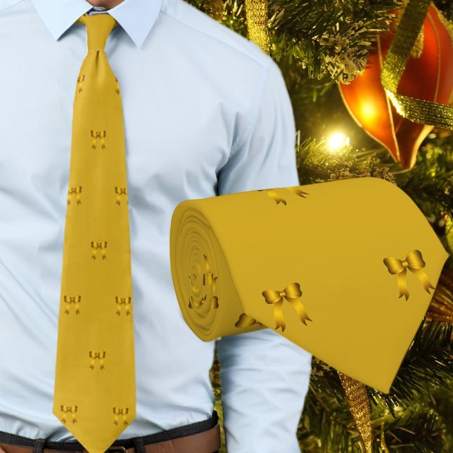 Cravate Modèle de petits noeuds de Noël en or (Créateur téléchargé)
