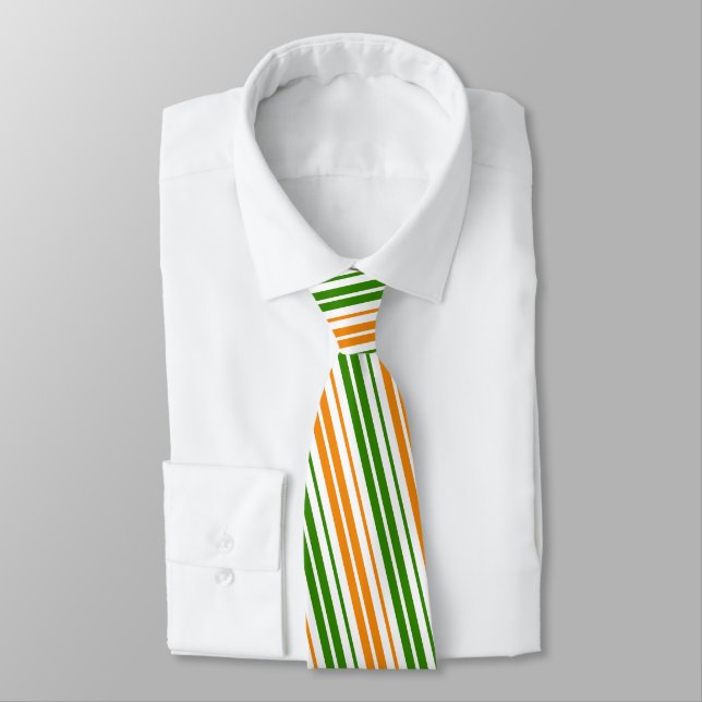 Cravate Modèle de rayures verticales orange vert blanc (Attaché)