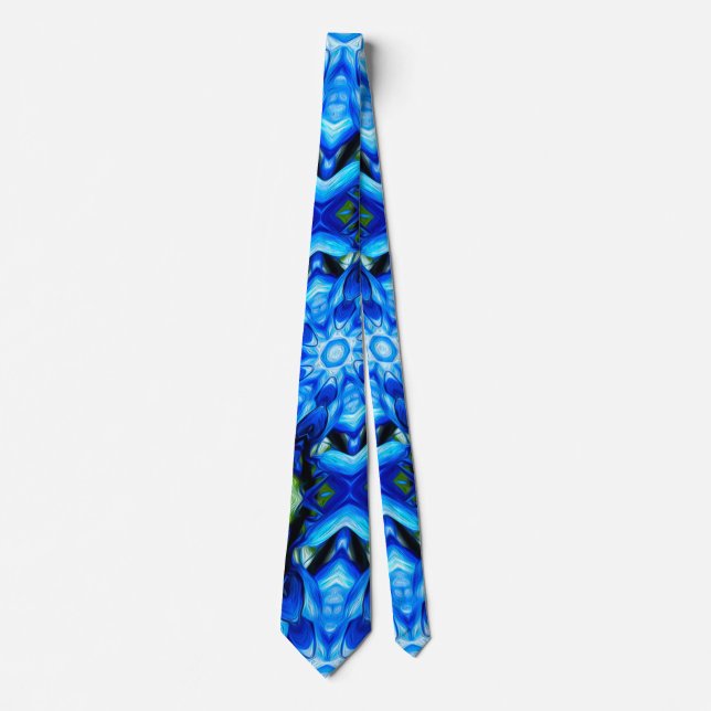 Cravate Modèle Floral bleu Abstrait (Devant)
