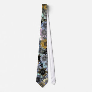 Cravate Modèle floral bleu gris