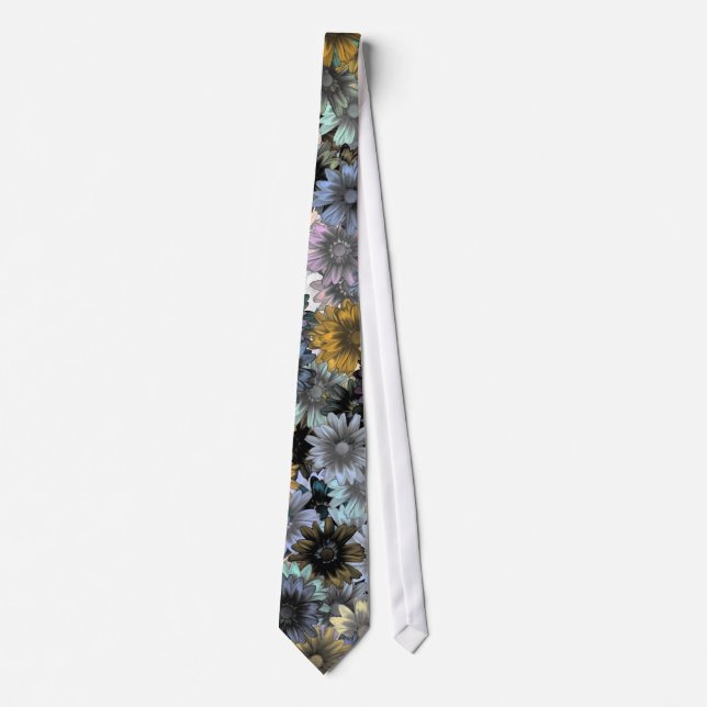 Cravate Modèle floral bleu gris (Devant)