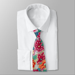 Cravate Modèle floral chinois coloré