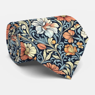 Cravate Modèle floral de style William Morris à feuilles d
