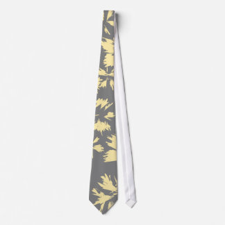 Cravate Modèle floral gris et jaune