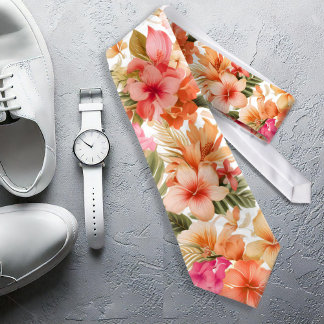 Cravate Modèle floral hawaïen coloré ID1092