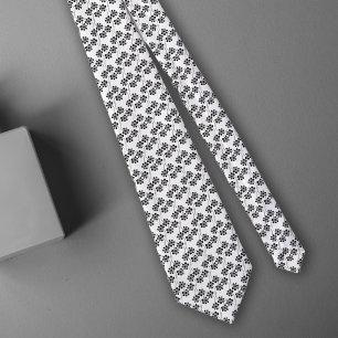 Cravate Modèle floral simple minimaliste noir et blanc