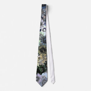 Cravate Modèle floral vert gris