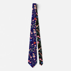 Cravate Modèle floral vintage coloré VCFP2301.DBlue BG