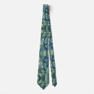 Cravate Modèle floral vintage Iris bleu de William Morris