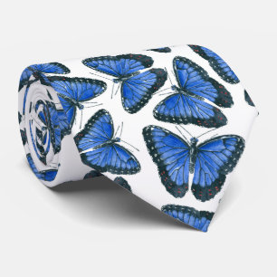 Cravate Modèle motif de papillon bleu morpho