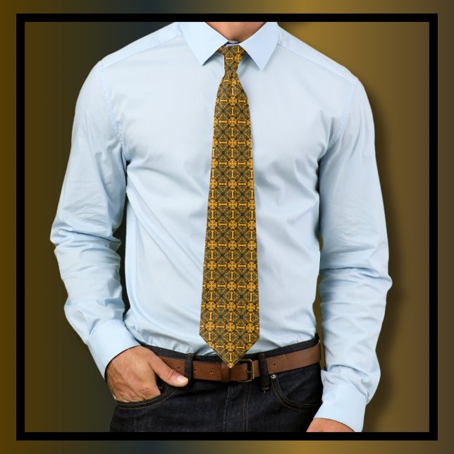 Cravate Modèle vintage Ornate Gold Damask (Créateur téléchargé)