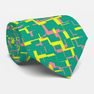 Cravate Moden vert jaune rose motif
