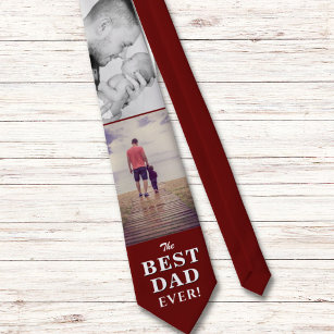 Cravate Modern Red Best Dad Ever Father`s Day 2 Photos