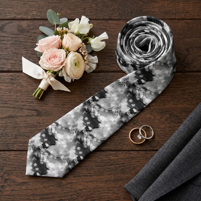 Cravate Moderne avec Art Rétro Noir Gris Blanc (Créateur téléchargé)
