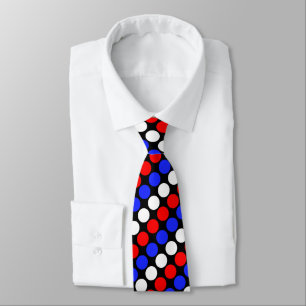 Cravate Moderne bleu rouge blanc points sur rayures noir