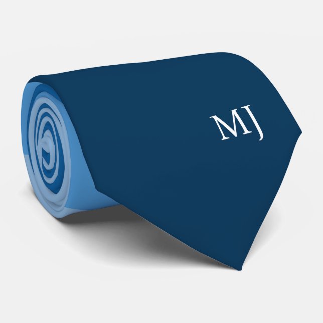 CRAVATE MODERNE BLUE STRIPED LINES INITIALES DE MONOGRAM P (Roulé)